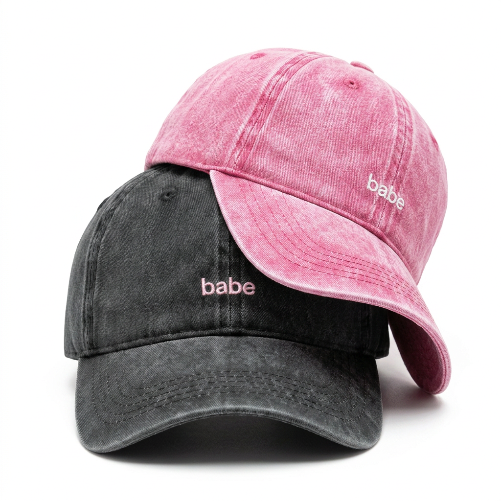 Washed Babes Cap — Pink & Black Combo